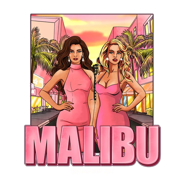 Matchende transfermerke med Malibu-logoen og teksten Kristiansand 2027 på hvitt bæreark.